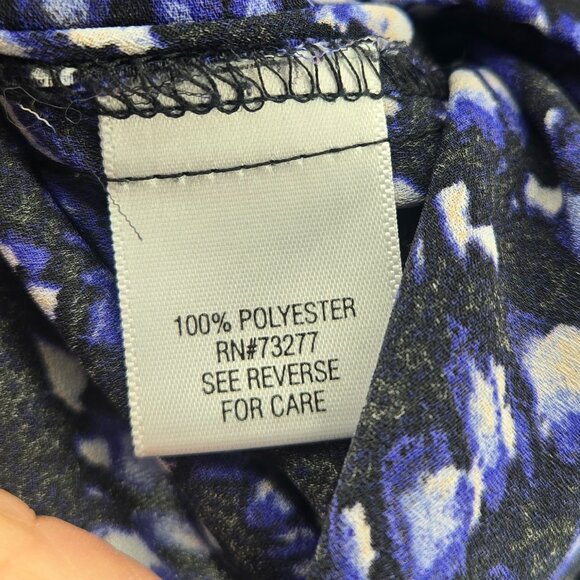 Apt 9 Abstract Print Sleeveless Blouse - L Blue/Black Print - Picture 6 of 6